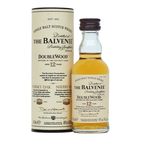 A bottle of Balvenie 12 year double wood whisky