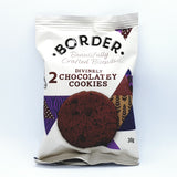 The front of a packet of Border chocolatey cookies