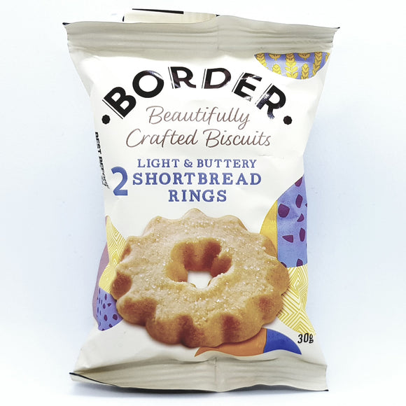 The front of a packet of Border shortbread rings