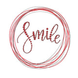 A red "smile" positivity print on A6 card