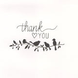 A thankyou message and bird silhouettes on A6 card